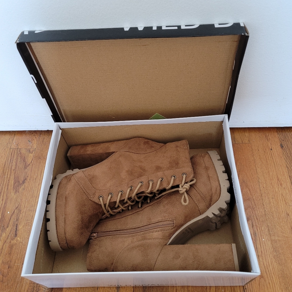 Tan block heel boots